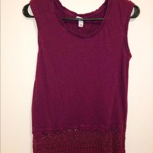 Maroon Tank with Lace